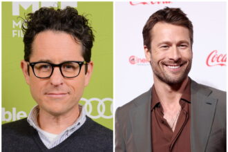 J J Abrams and Glen Powell